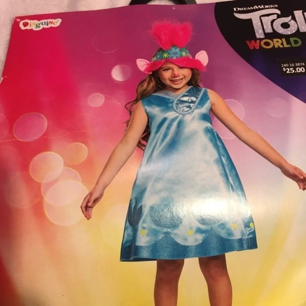 Disguise Trolls World Tour Poppy Costume Kids Size Small 6-7 New Deluxe Outfit
